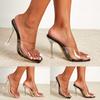 Women'S Sexy Slides Sandals Transparent Strap Stilettos Fashion Clear Square Open Toe Comfortable Slingback Slip On High Heels