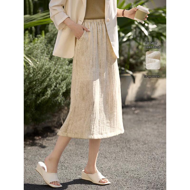 Mohan Yimei Women s Linen Lyocell Blend High-Waist Straight Skirt 2XL