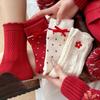 Bowknot Autumn Winter Red Socks Dots Sweet Girls Sock Fashion New Year Women's Socks  Festivals