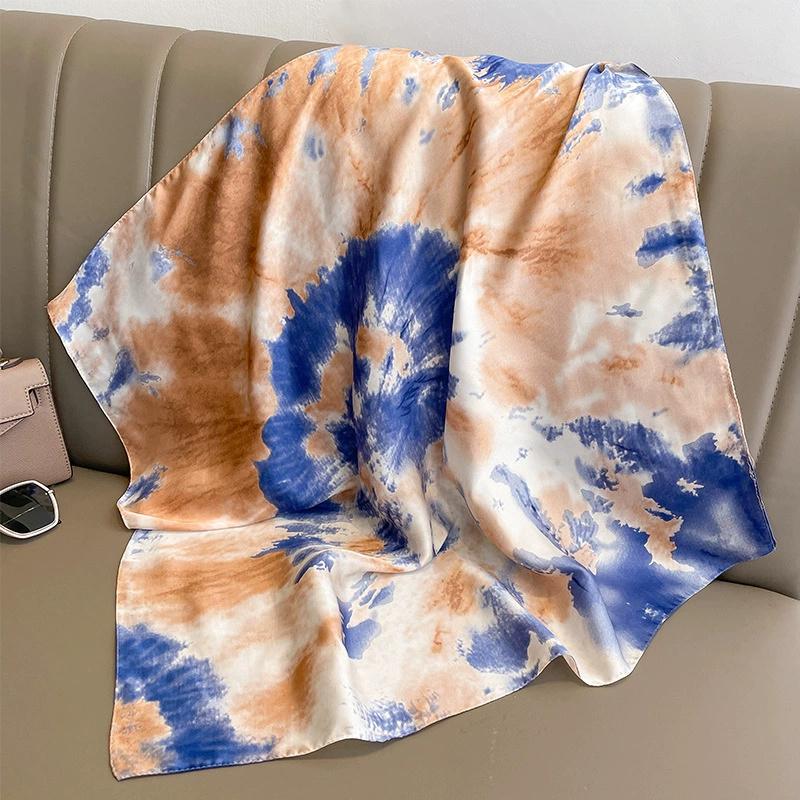 Luxury New Style Square Headscarf Women Sunscreen Beach Kerchief Popular The Four Seasons Scarves  Design 70X70CM Silk Hijab