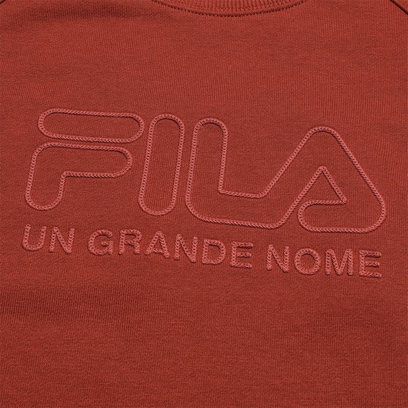 FILA Original Casual Classic Versatile Soft Comfortable Loose Pullover Sweatshirt Women sweatshirt Water-Red F11W549207FRD