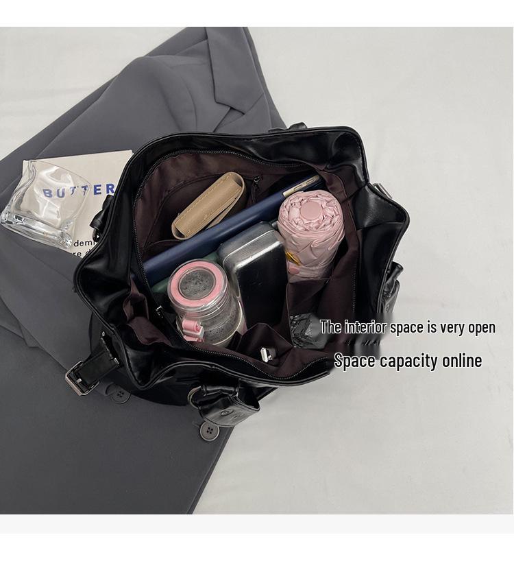 European & American Retro Solid Color PU Large Capacity Soft Leather Shoulder Tote