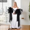 Detachable Big Puffy Tulle Shoulder Cuffs Long Streamer Floating Arm Sleeves Off Shoulder Bridal Accessory For Spaghetti Strap Wedding Gown Photoshoot