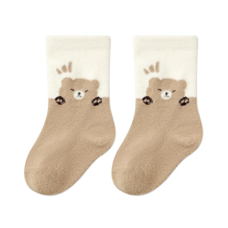 Cute Bear Baby Socks Winter Thicken Warm Baby Boys Girls Middle Tube Socks Toddler Kids Socks