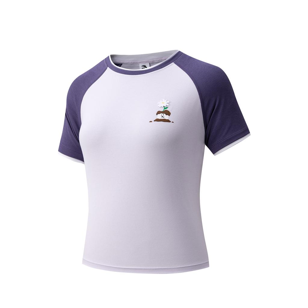 Anta Cross-Border Collaboration Lifestyle Series Breathable Womens Short Sleeve Knitted Top Summer 2026 T-Shirt Women tops Misty-Purple 162628133-2