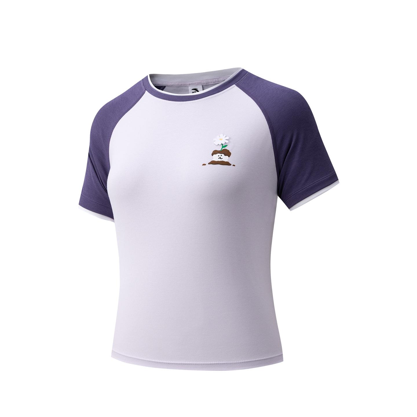 Anta Cross-Border Collaboration Lifestyle Series Breathable Womens Short Sleeve Knitted Top Summer 2026 T-Shirt Women tops Misty-Purple 162628133-2 M