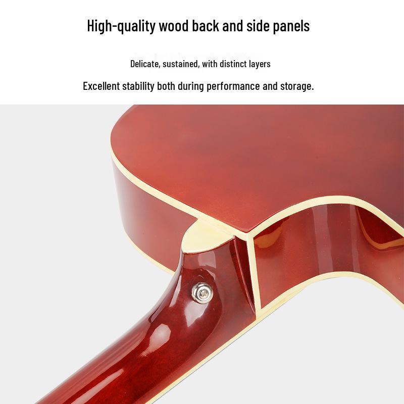 Folk 40-inch Ultra-thin Beginner Guitar for Boys & Girls - All Linden Wood, Polished Finish