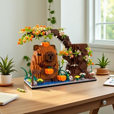 KNEW BUILT DIY Capybara Stiftehalter Mikro Mini Baustein Spielzeug - Perfekt für SchülerEinfach zu montierenIdeales Weihnachtsgeschenk für Kinder