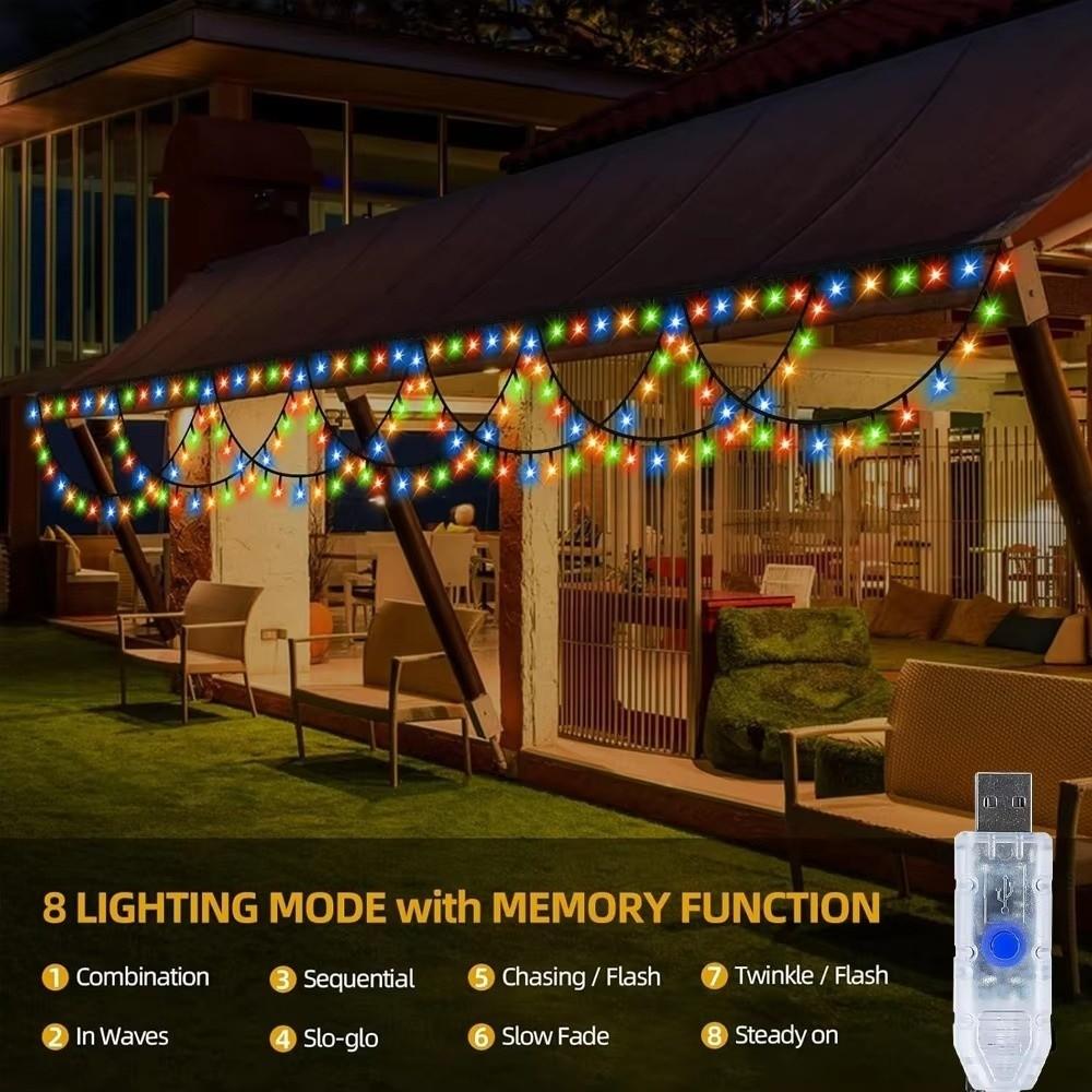 4M Hanging Curtain Light USB Power Festival Lights Decorative Eave String Lamp Patio