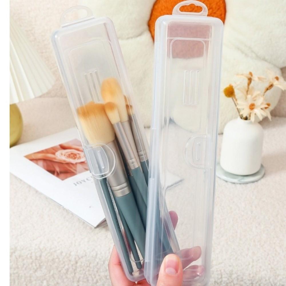 3 pcs Dustproof Lid Makeup Brush Organizer Reusable Clear Storage Case Cosmetics Storage Box Travel