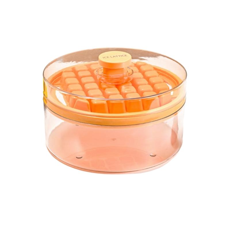 

Round Ice Tray with Storage Box Easy to Clean Ice Cube Molds with Lid Large Capacity Container for Chilling Beverages жёлтый