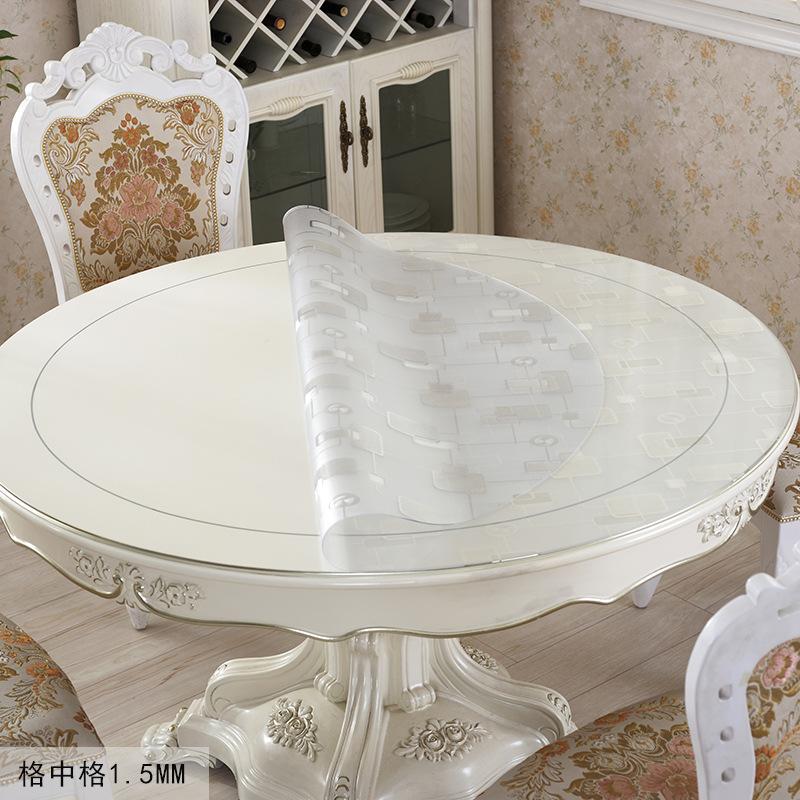 Runder PVC-Tischdecken-Tischdecke Wasserdicht und Ölabweisend Zum Drauflassen Weichglas Runde Tischdecke Tischdecke für Großen Runden Tisch