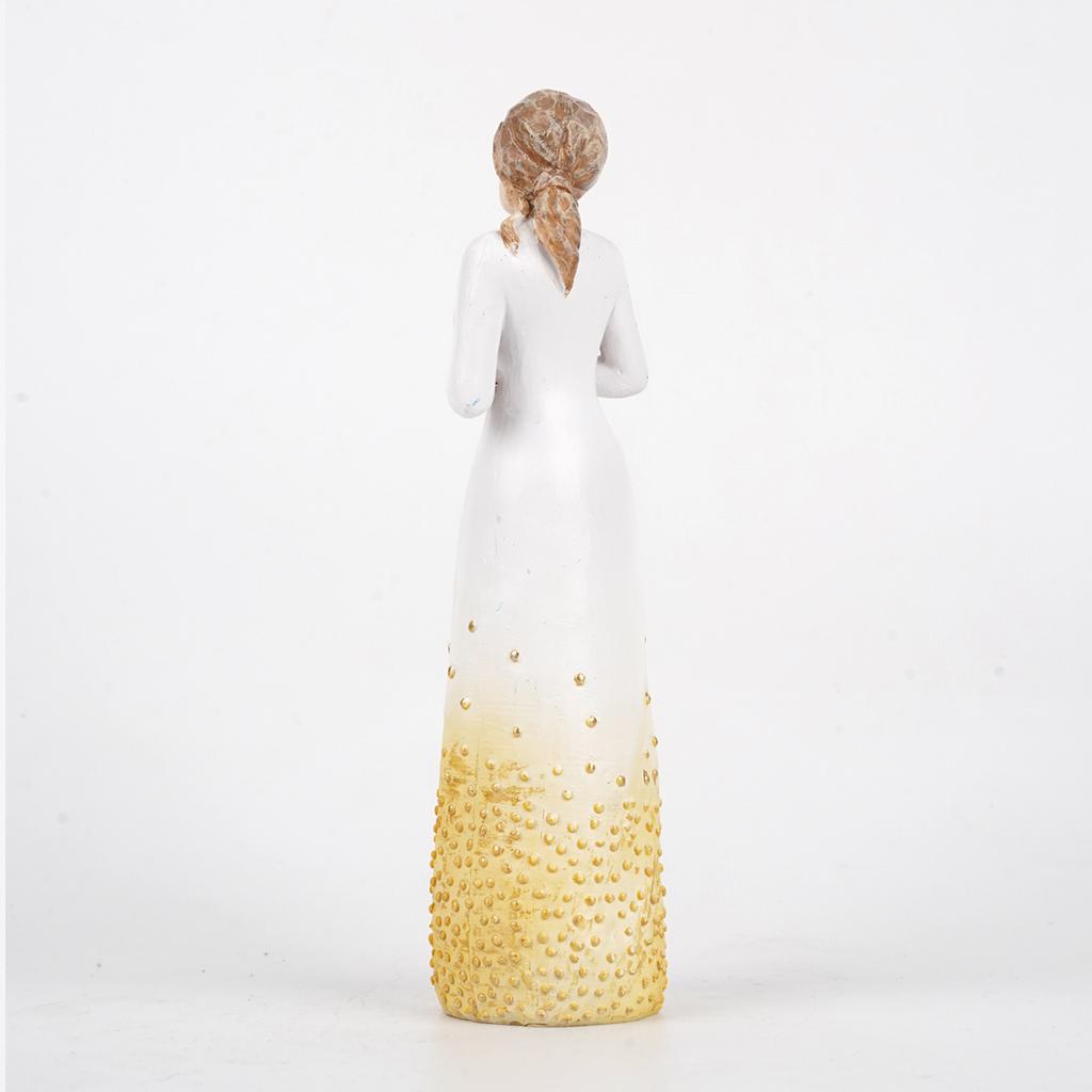 Resin Candle Girl Statue - Hand Drawn Sculpture for Home Desktop Art Decoration Unique Christmas Gift