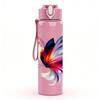 1PC Watercolor Butterfly Art Pattern 750ml Color Plastic Sports Water Bottle Leakproof Flip Straw Lid Suitable for Sports Office Home Use