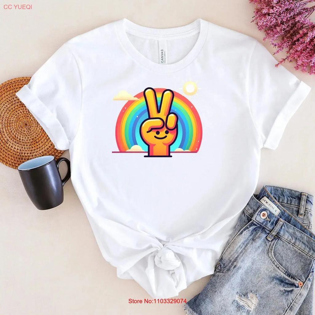 Peace Sign Womens T Shirt Cute Casual Top Weekend Wear Womens Vintage Washed Homme Graphic Breathable Stylish Unisex