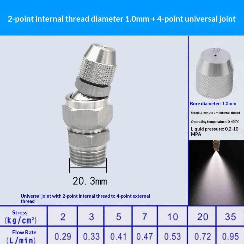 0.6 0.8 1.0 1.2 1.5 2.0Mm Hole Stainless Steel Nozzle Adjustable Steam Volume For Fog Cannon Machine 1/8' 1/4' 3/8' 1/2'