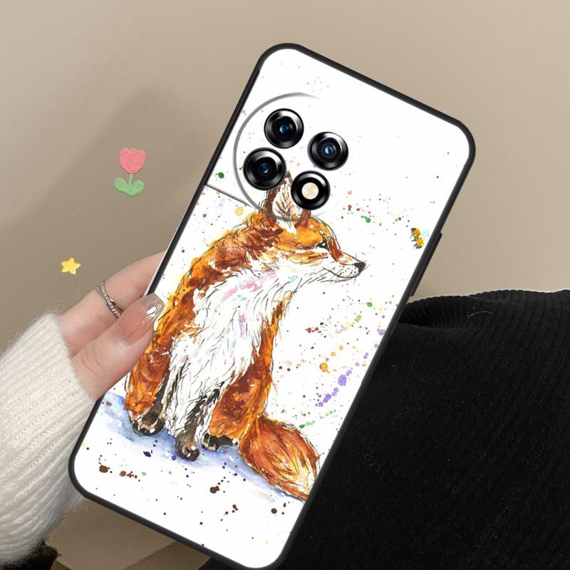 Watercolor Painting The Fox Cover For OnePlus Nord CE 4 2 3 Lite N20 N30 9 10 Pro 8T 9RT 10T 10R 12R 13R 11 12 13 Case