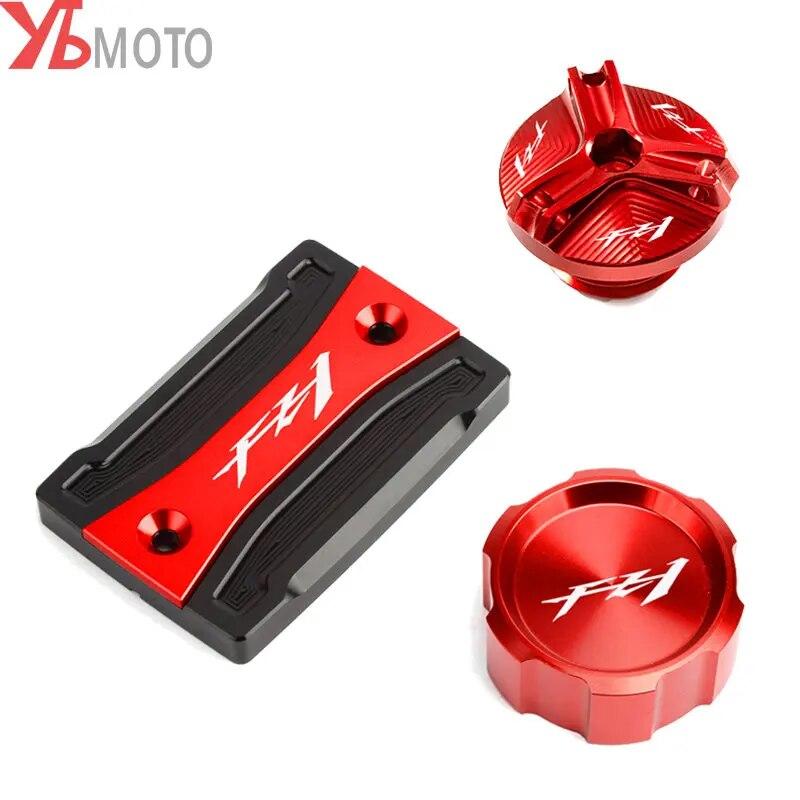 Laser Logo Motorcycles CNC Aluminum Front Rear Brake Fluid Reservoir Cover & Oil Filler Cap For YAMAHA FZ1 FAZER FZ 1 2006-2015