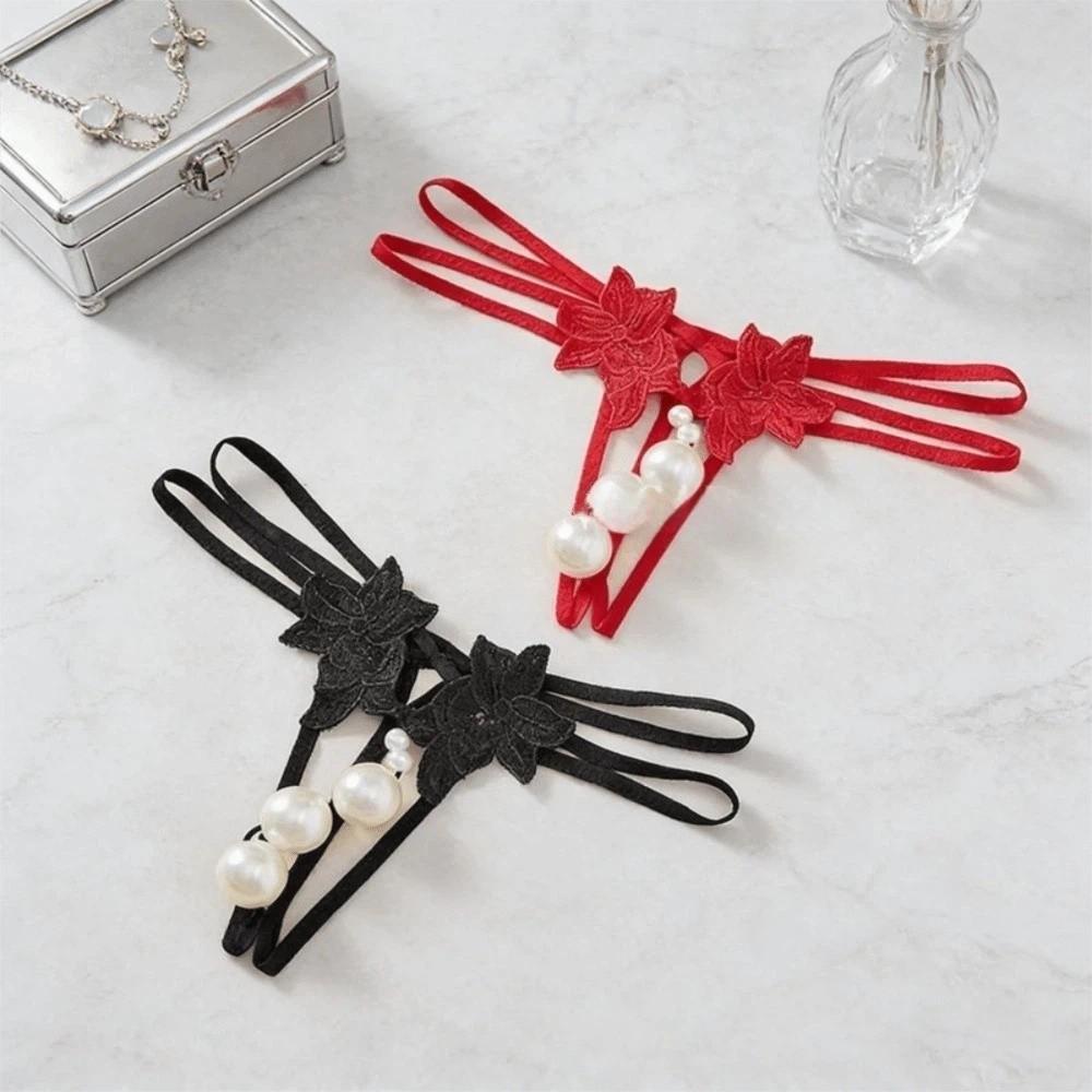 Low-waist Pearl Lace Underwear Flower Mesh Lace Briefs Lingerie Women's Thong Summer Spring