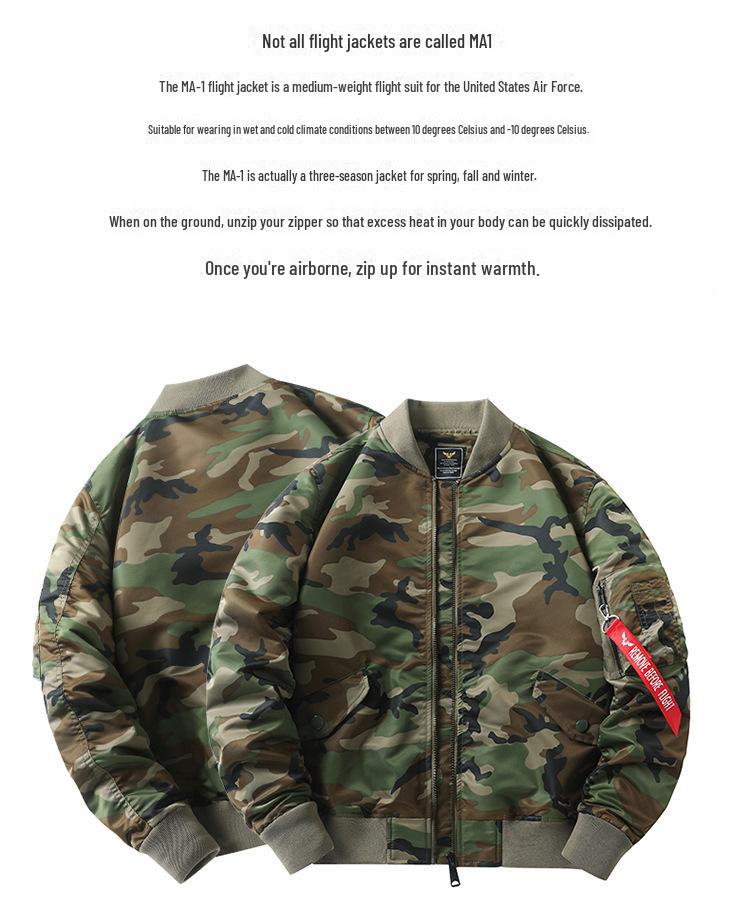 Jaqueta Bomber Casual Camuflada Masculina 2024 - Moda Confortável e Versátil para Primavera/Outono