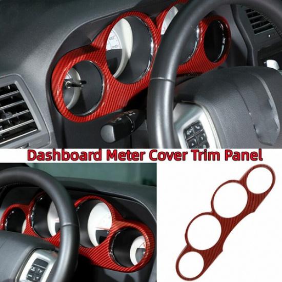 Dashboard Meter Cover Trim Panel Red Carbon Fiber For Dodge Challenger 2009-2014