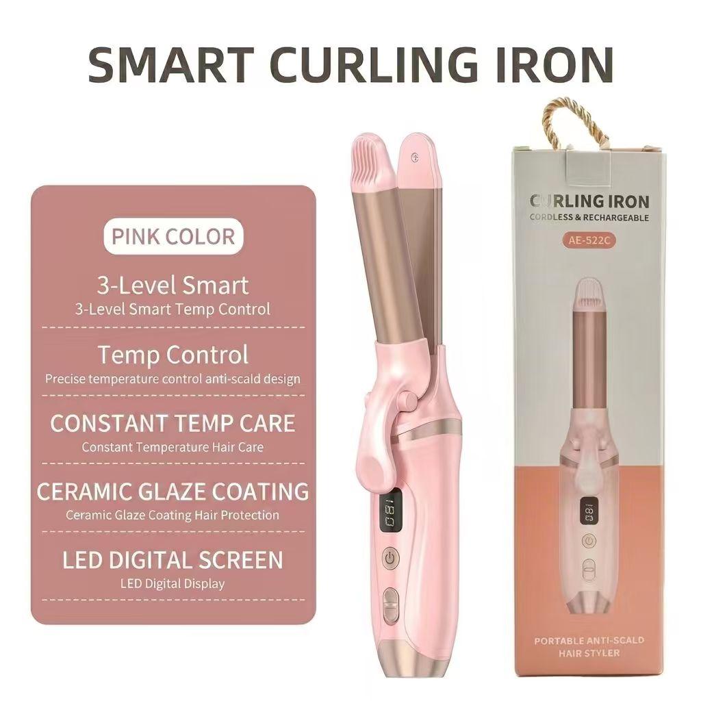 Elegantes AE-522C Smart Lockenstab, Pink, Keramikglasur-Beschichtung, 3-stufige Temperaturregelung