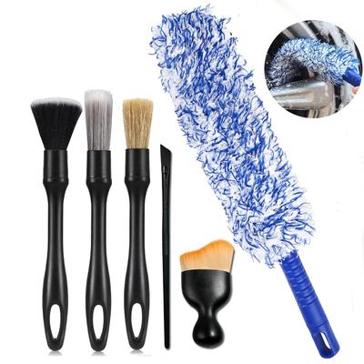 Rad Reifen Auto Waschen Bürsten Set von Detailbürsten für Innenraum Spalt Auto Waschen Praktisch Auto Waschen Weiche Schweineborsten Blau Bürste, Rad, 6, Räder, Karosserie,