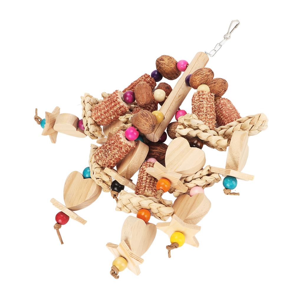 Bird Chewing Toy Colorful Healthy Corn Cobs Nuts Parrot Bite Toy with Hook for Parakeet Budgie