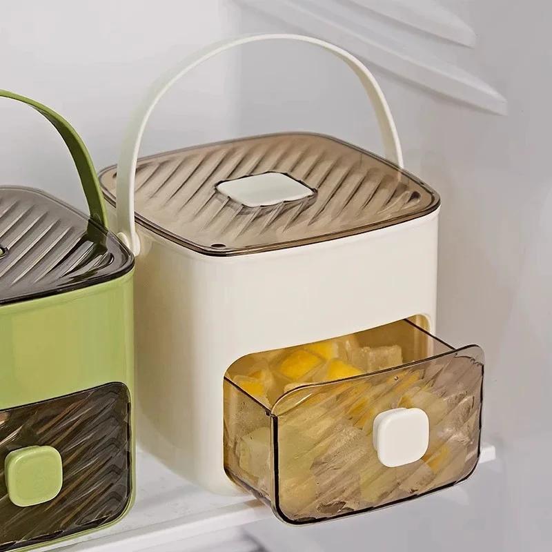 Brigii Ice Cube Tray with Lid&Bin, Ice Cube Mold with 48 Cubes, Stackable Trays for Freezer with Easy-Release Silicone Bottom