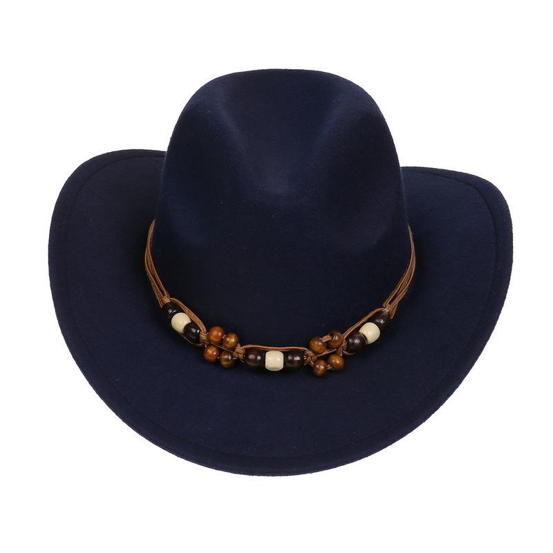 Western Cowboy Top Hat Spring And Autumn New Jazz Hat Big Brim Pentagram Belt Accessories Felt Hat Men And Women