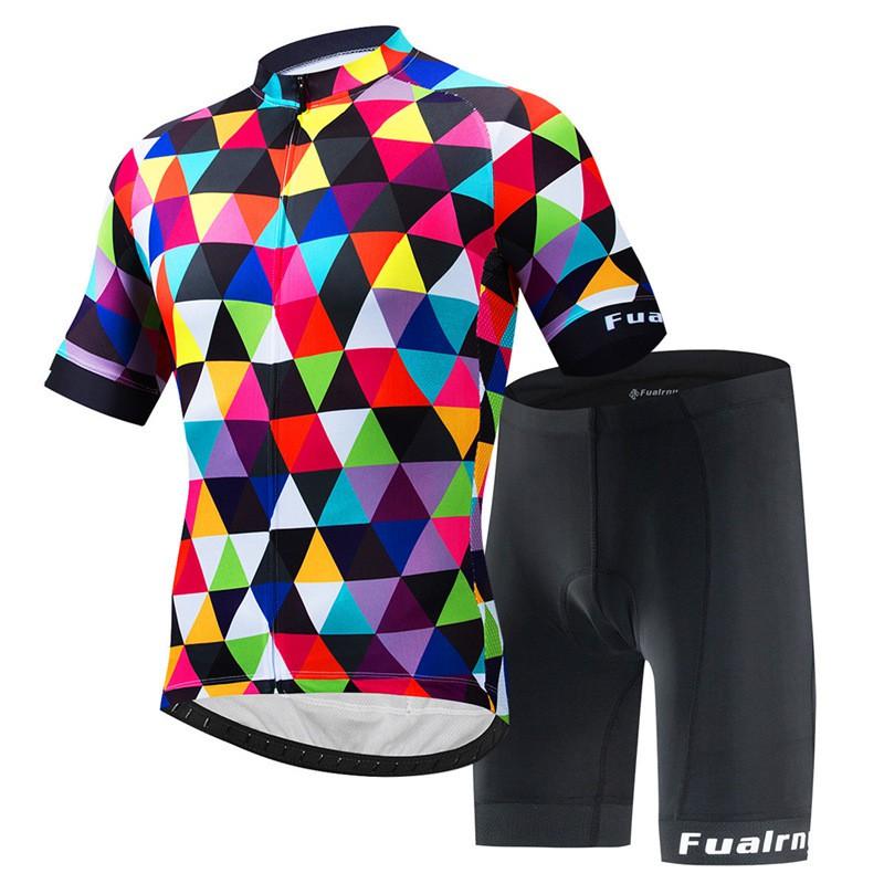 Mens Mountain Bike Cycling Jersey Bib Shorts Set Breathable Quick-Dry Sportswear Outdoor Riding