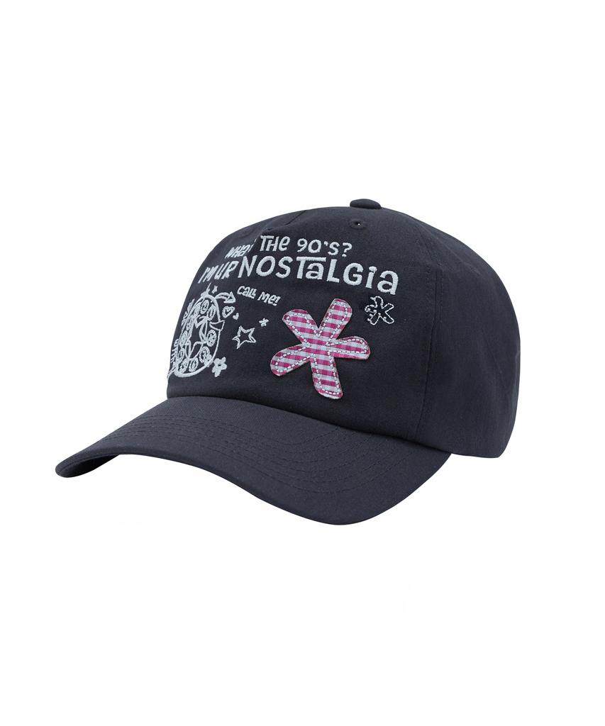 1993STUDIO Flower Applique Camp Cap_Navy
