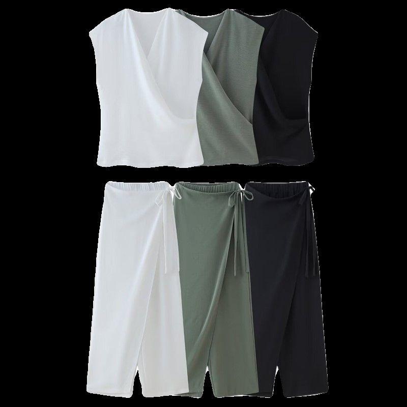 Women's Clothing Fashion Style New Vertical Double Breasted High Waist Tops