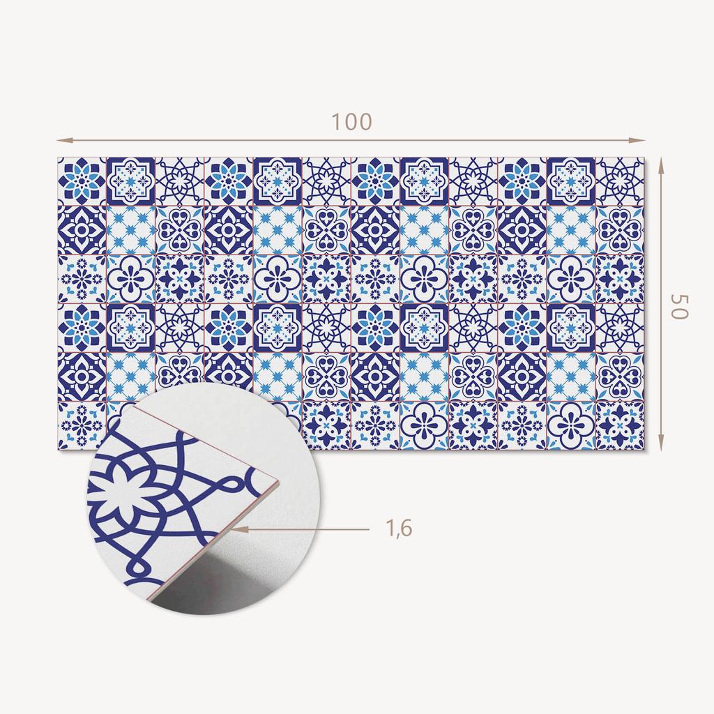 Self-adhesive Graphic Decoration for Office or Study 100x50 cm Mosaic Pattern with Flowers