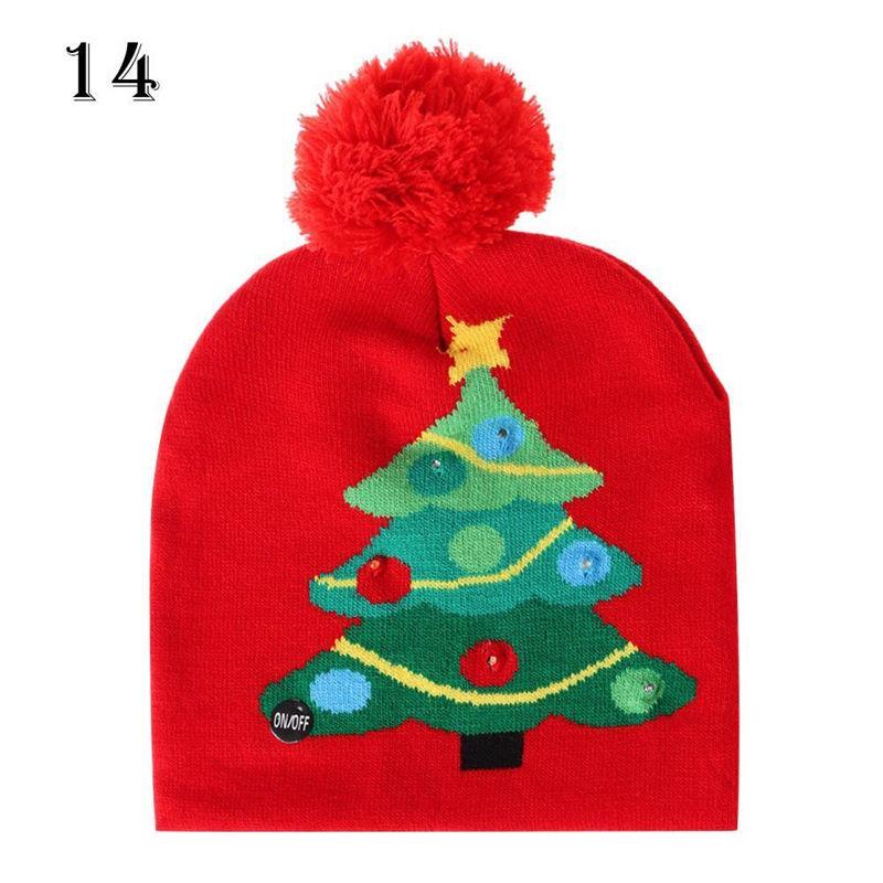 LED Christmas 3D Embroidery Image Unisex Winter Beanie Cap with Light Up Colorful LEDs for Beach & New Year