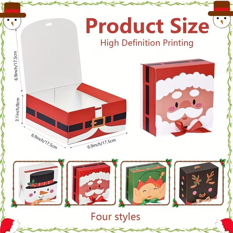 12Pcs Christmas cake packaging boxes Cute cartoon candy gift box Birthday paper gift box for holiday Birthday New Year
