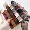 Atmospheric Scarf Girls Berry Powder White Versatile Rectangular Plaid Fringed Scarf To Keep Warm In Autumn And Winter