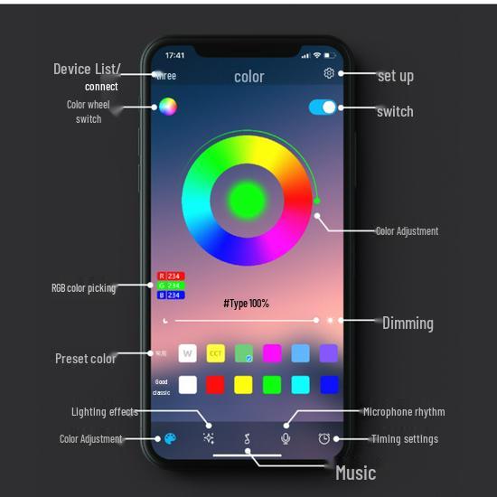 Sunset Lamp: Smart App Dimmable Light for Bedroom, Living Room, and Photography Decor.