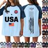 Women's Denim Patchwork Top, Casual Short-sleeved Comfortable T-shirt, Fashionable For Spring And Summer.