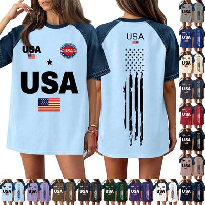 Women's Denim Patchwork Top, Casual Short-sleeved Comfortable T-shirt, Fashionable For Spring And Summer.