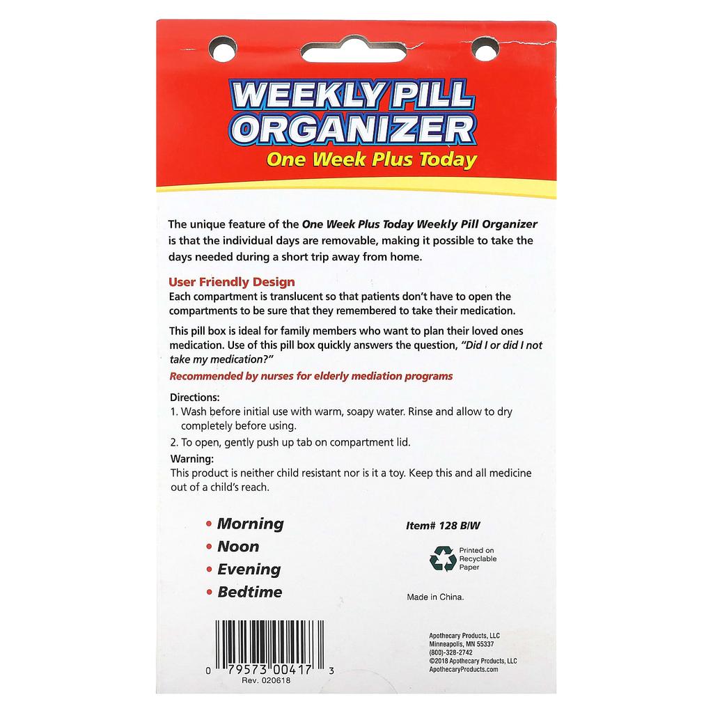 Wonju Plus Today Weekly Pill Organiser, 1 Pc