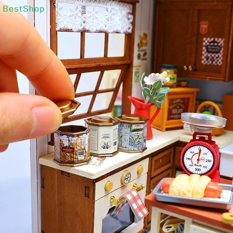 1:12 Doll House Coffee Can Tea Can Simulation Mini Dollhouse European-Style Tea Canister Ornament Toy Model