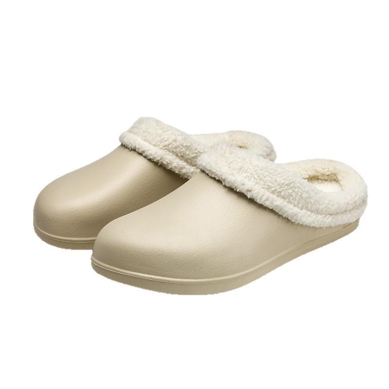 Women's Fleece-Lined Cotton Slippers: Warm, Non-Slip, Waterproof, Plus Size Winter Footwear for Couples