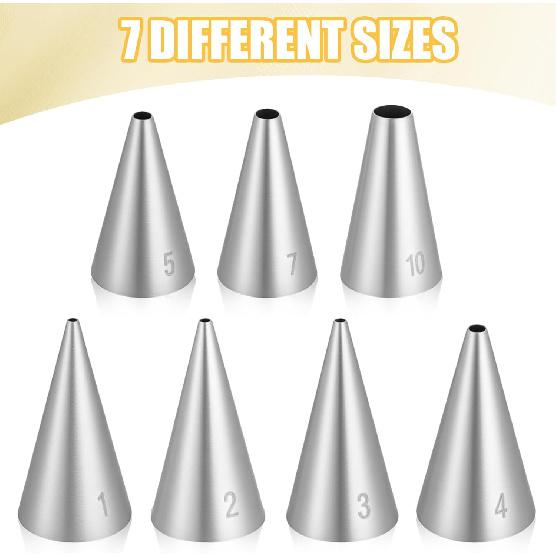 Round Piping Tips, 7 Pcs Small Piping Tips Stainless Steel for Baking, Decorating, Frosting, Icing (7 Sizes)
