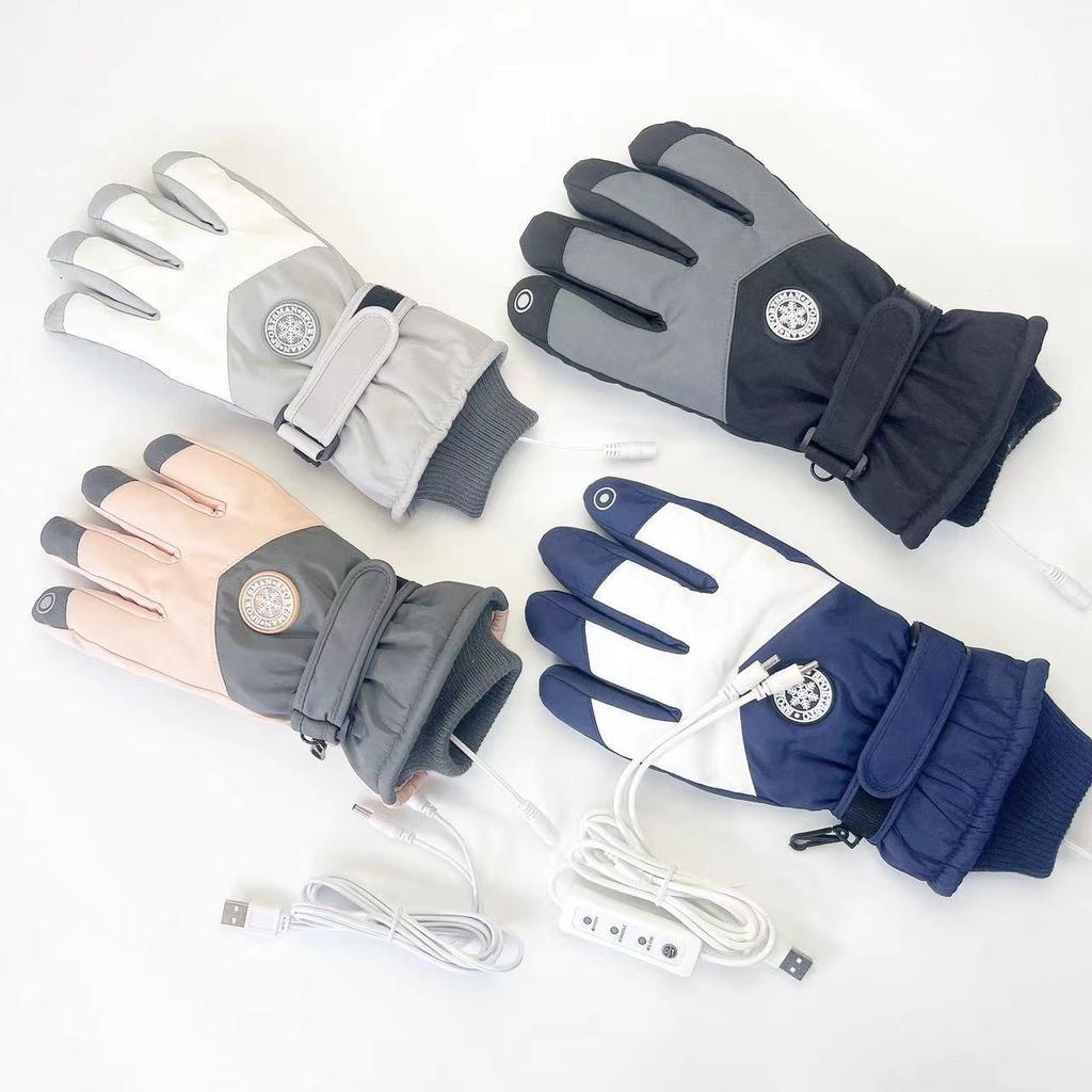 USB Heated Touch Screen Ski Gloves for Winter Outdoor Cycling