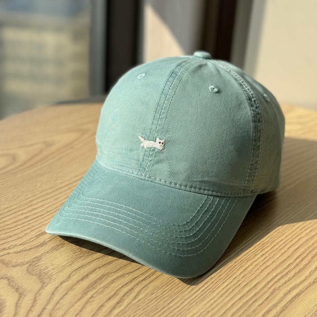 Korean-style versatile cartoon cat embroidered baseball cap for women, suitable for large head sizes, makes the face look smaller, soft-top duckbill