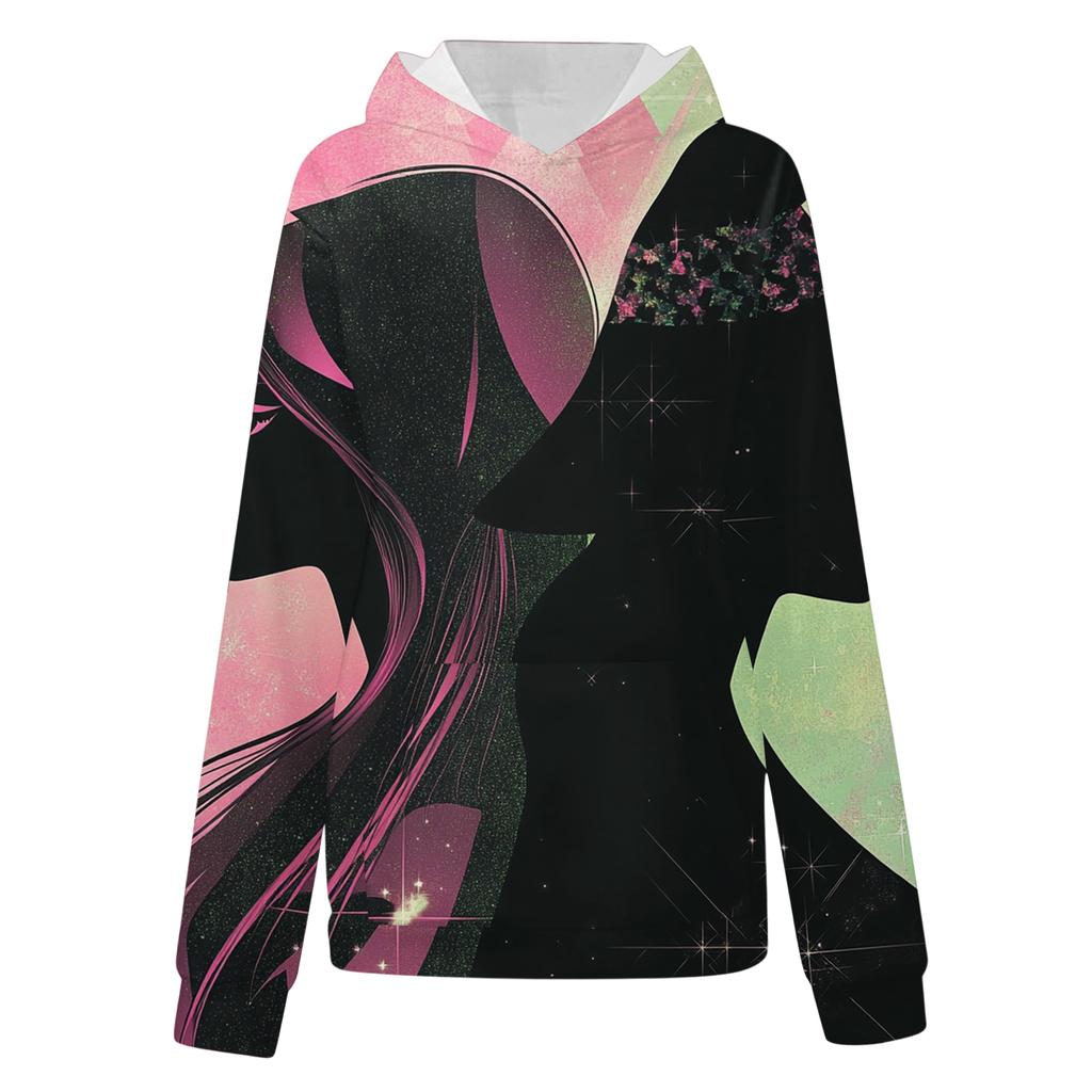 Women's Casual Fashion Witch Print Long-Sleeve Hooded Sweatshirt With Pockets