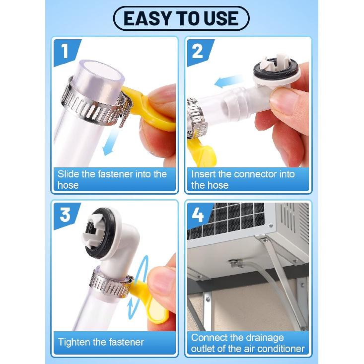 10ft Air Conditioner Drain Hose, 3/5 inch Portable AC Drain Hose Connector, Replacement for Universal Mini-Split Unit and Window Air Conditioner Unit