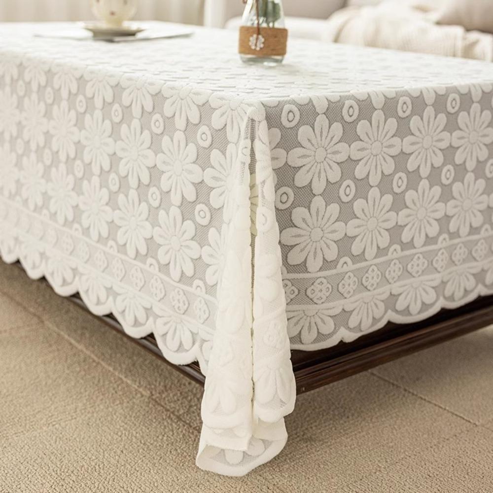 French Pastoral Style Floral Lace Tablecloth Hollow Three-dimensional Relief Tea Table Tablecloth Rectangular Thickened