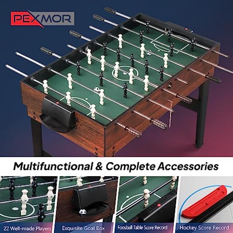 10in1 Multi Game Set for Adults and Family 48 Game Table with Hockey Foosball Pool Ping Pong Shuffleboard Chess Checkers Bowlin